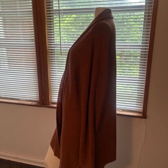 Eileen Fisher Rust High Collard Wool Open Cardigan, size 2X - Picture 3 of 7